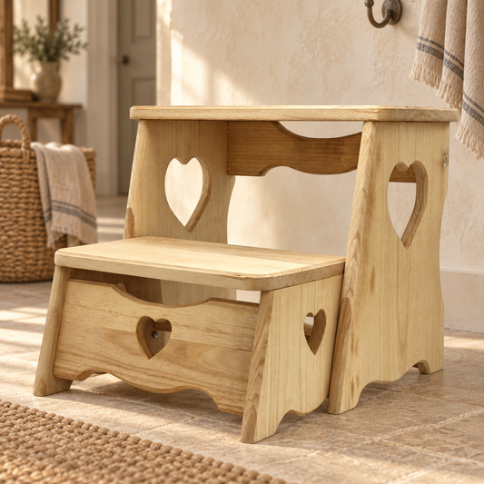 Scalini artigianali Domeahome in legno naturale ambientati in casa