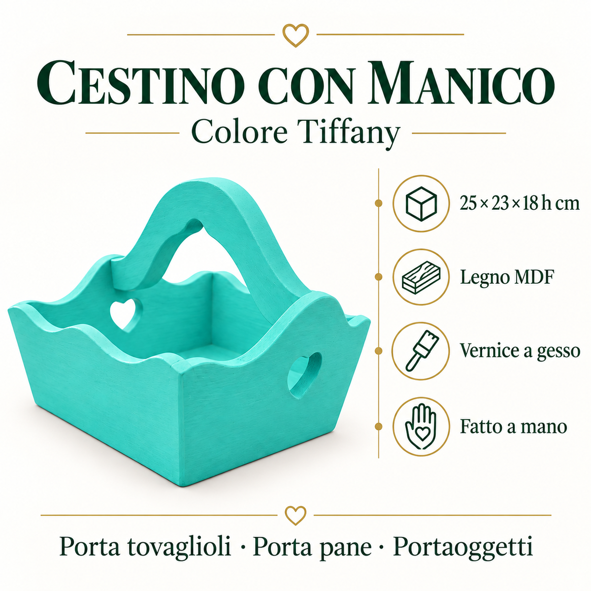 Infografica Cestino porta tovaglioli Domeahome Tiffany 25 x 23 x 18 cm