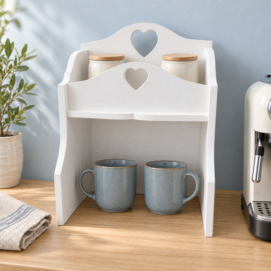 Mobiletto porta barattoli Bianco da 30 cm ambientato nell’angolo caffè