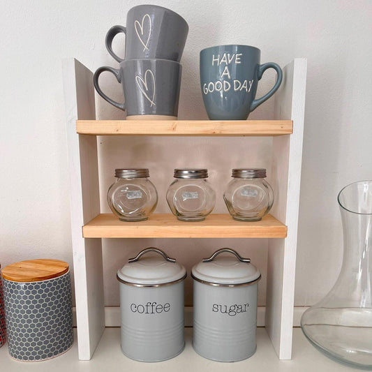 Mensola cucina da appoggio porta spezie e barattoli artigianale Klara stile boho-nordico