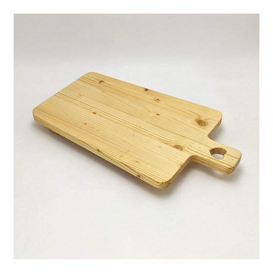 Tagliere trapezio con manico e intarsio a cuore in legno di abete