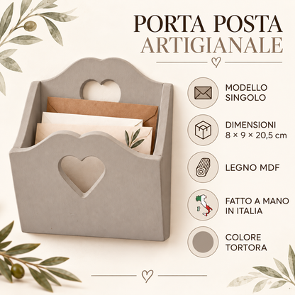Porta posta artigianale singolo Tortora - infografica