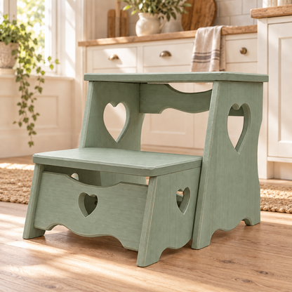 Scalini artigianali Domeahome verde vintage in ambientazione