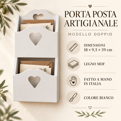 Porta posta artigianale doppio Bianco - infografica