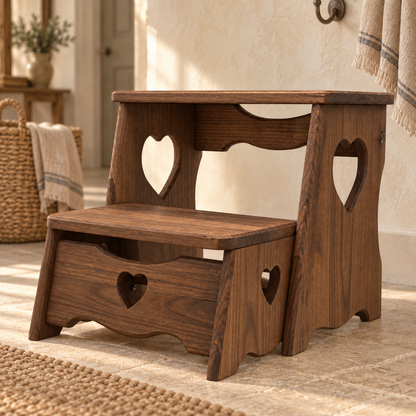 Scalini artigianali Domeahome in legno color noce scuro in ambientazione
