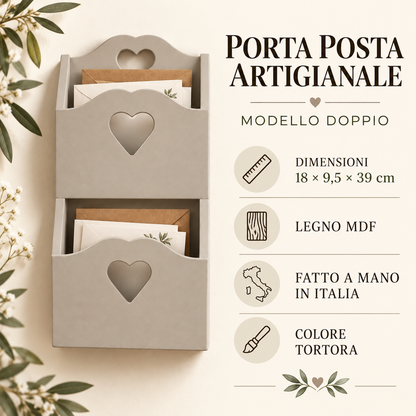 Porta posta artigianale doppio Tortora - infografica