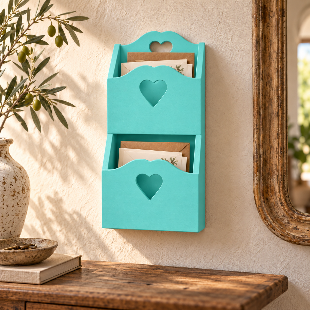 Porta posta artigianale doppio Tiffany in ambientazione