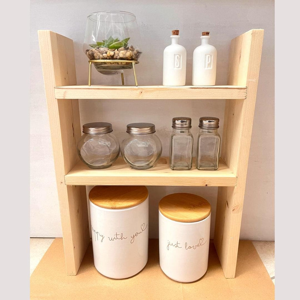 Mensola cucina da appoggio porta spezie e barattoli artigianale Klara stile boho-nordico