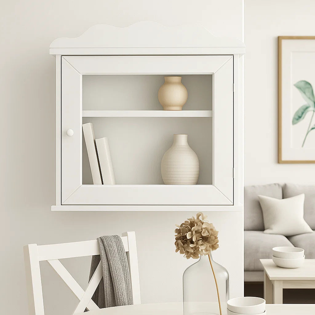 Armadietto vetrina da parete con ante e ripiano