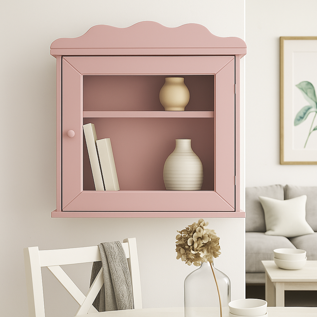 Armadietto vetrina da parete con ante e ripiano