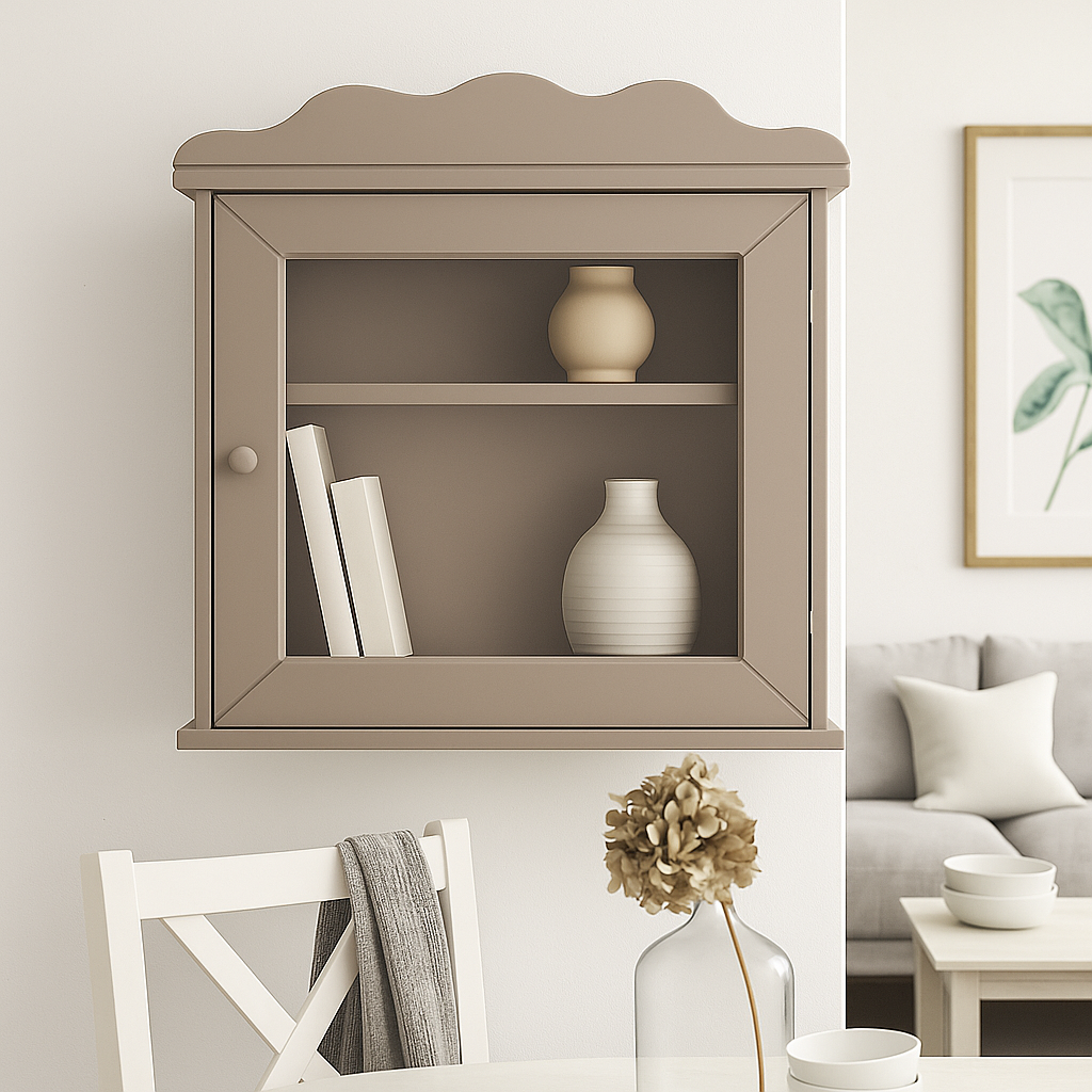 Armadietto vetrina da parete con ante e ripiano