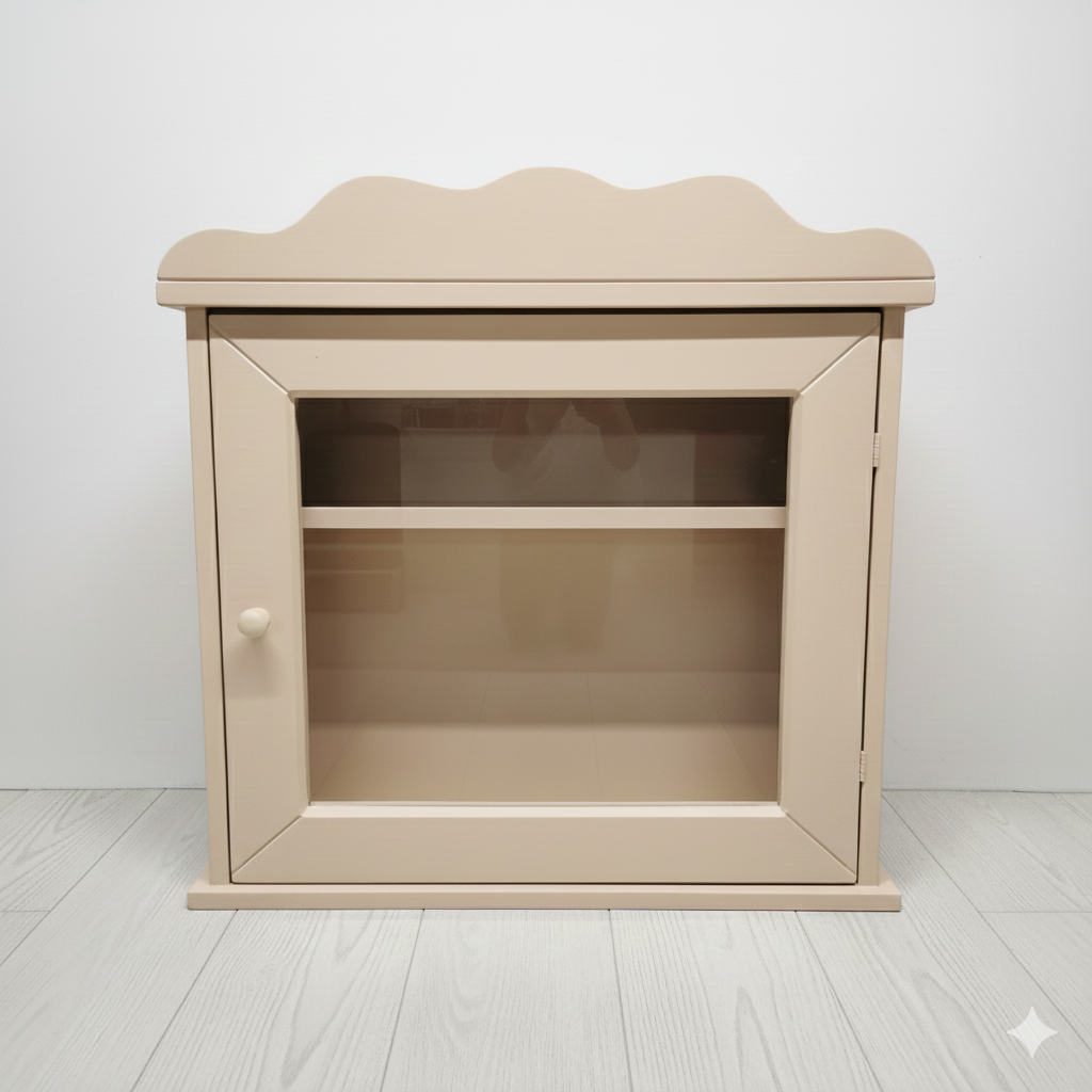 Armadietto vetrina da parete con ante e ripiano