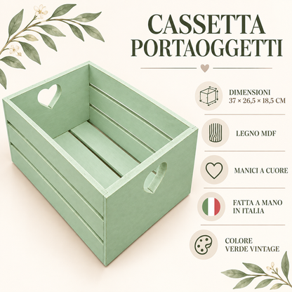 Cassetta portaoggetti Domeahome Verde Vintage - infografica
