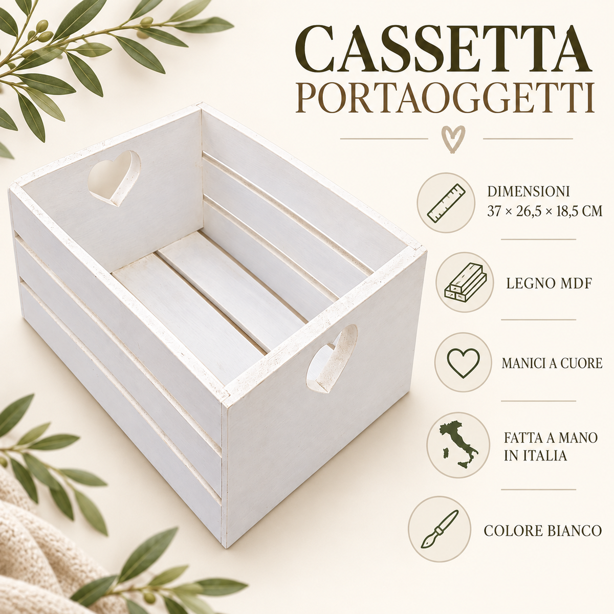 Cassetta portaoggetti Domeahome Bianco - infografica