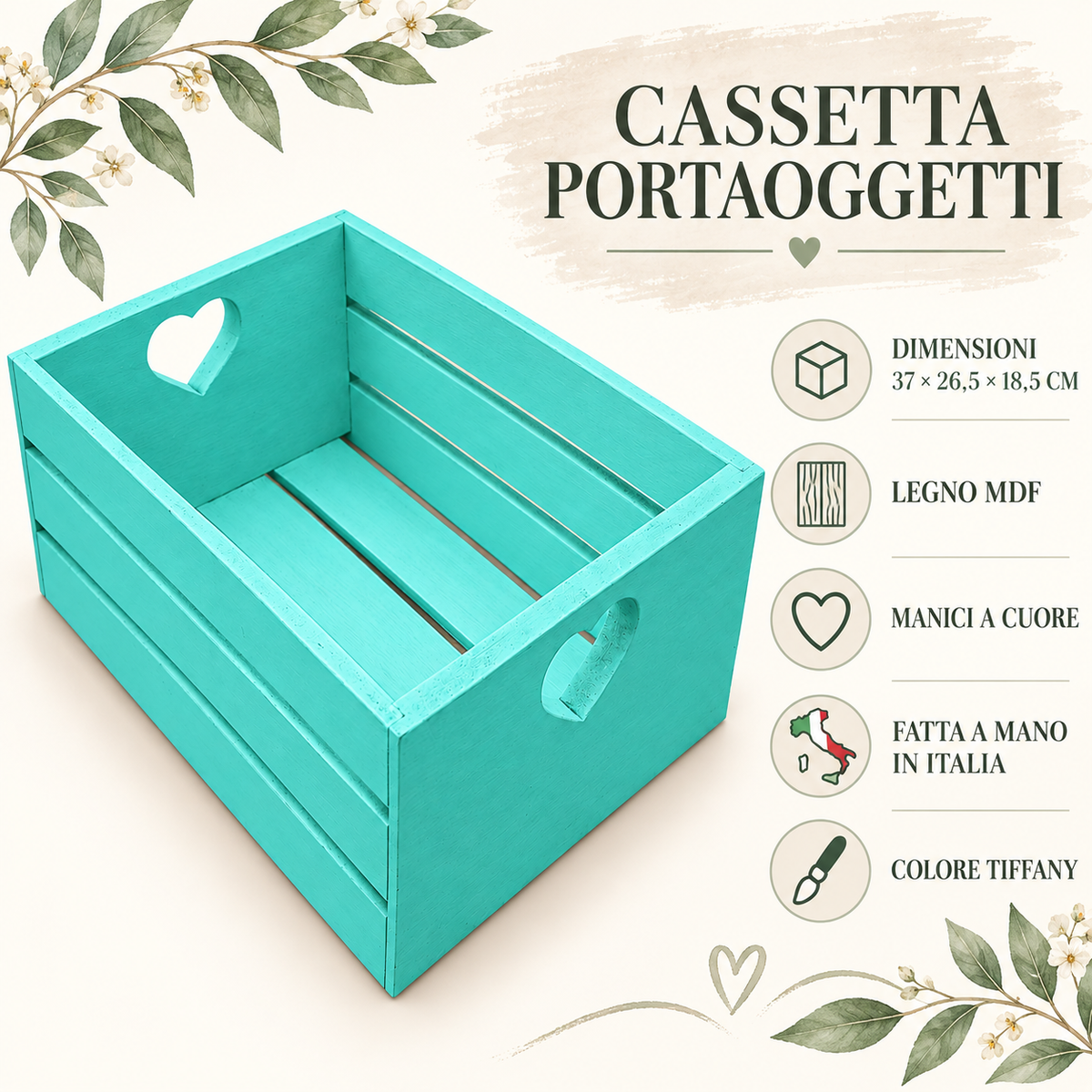 Cassetta portaoggetti Domeahome Tiffany - infografica