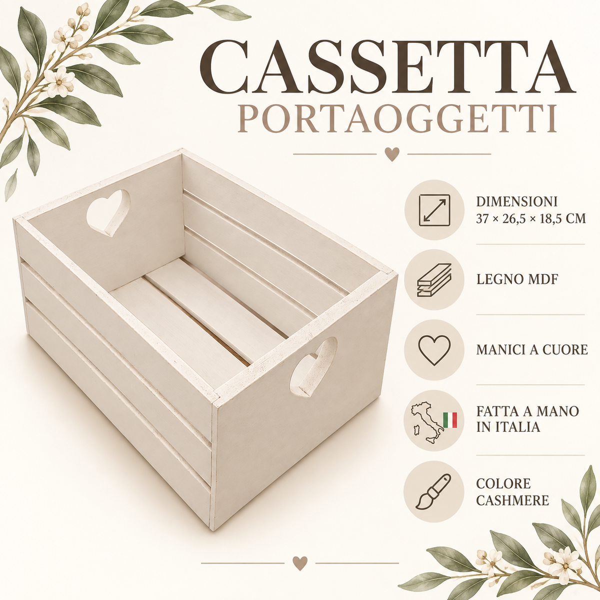 Cassetta portaoggetti Domeahome Cashmere - infografica