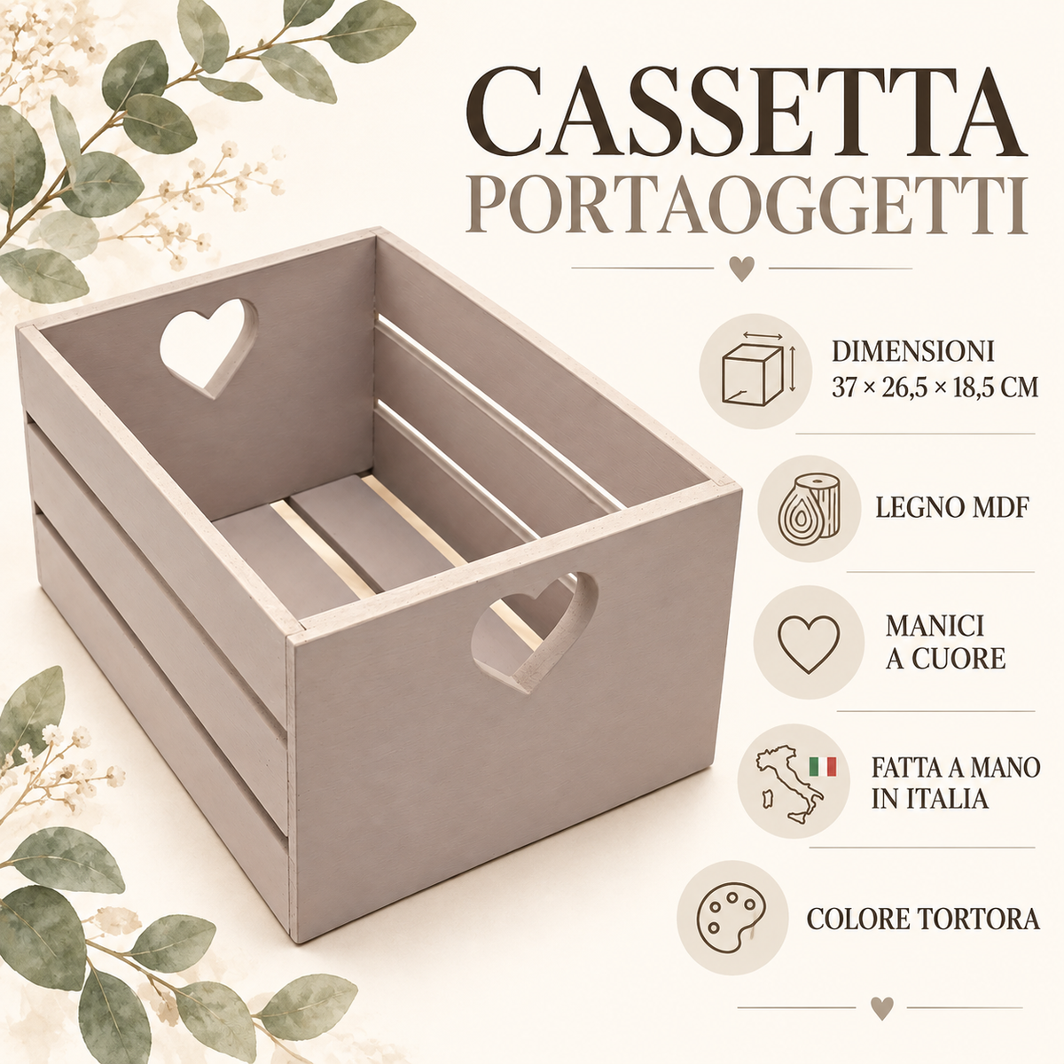Cassetta portaoggetti Domeahome Tortora - infografica