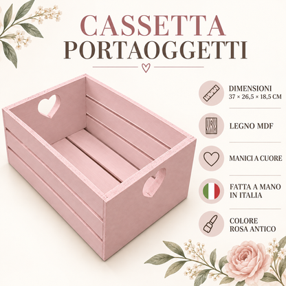 Cassetta portaoggetti Domeahome Rosa Antico - infografica
