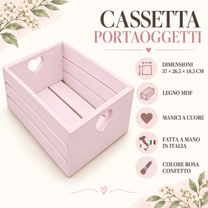 Cassetta portaoggetti Domeahome Rosa Confetto - infografica