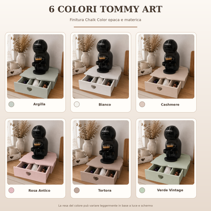 Sei colori Tommy Art disponibili per il cassetto porta cialde Domeahome