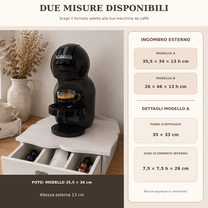 Misure disponibili del cassetto porta cialde Domeahome e dimensioni degli scomparti