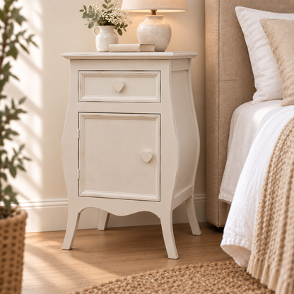 Comodino shabby chic Cashmere apertura sinistra in camera da letto