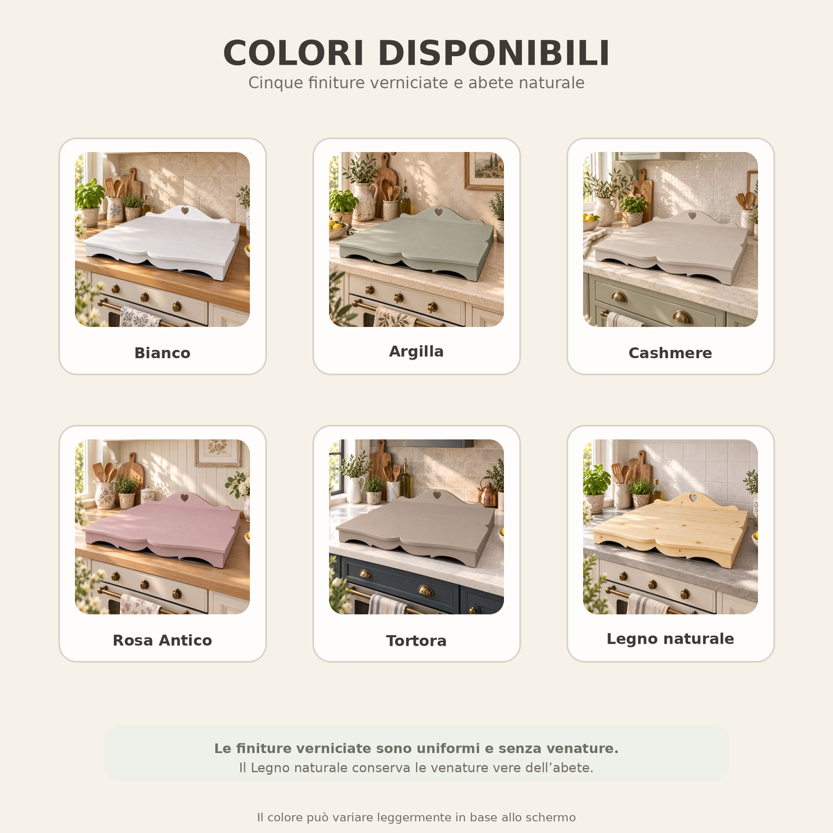 Colori disponibili del copri fornelli Domea Home