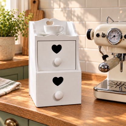 Porta cialde caffè artigianale 2 cassetti - Bianco
