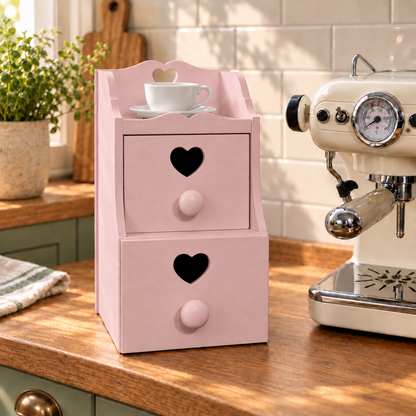 Porta cialde caffè artigianale 2 cassetti - Rosa Antico