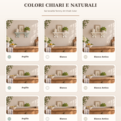 Mensola artigianale con fiocchi: colori chiari e naturali disponibili