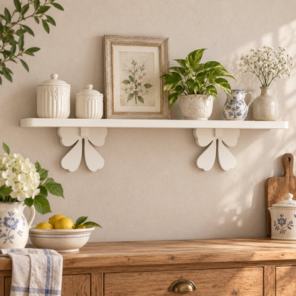 Mensola artigianale con fiocchi 100 cm - Bianco - ambientata