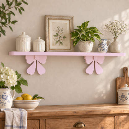 Mensola artigianale con fiocchi 100 cm - Rosa Confetto - ambientata