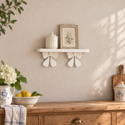 Mensola artigianale con fiocchi 45 cm - Bianco - ambientata