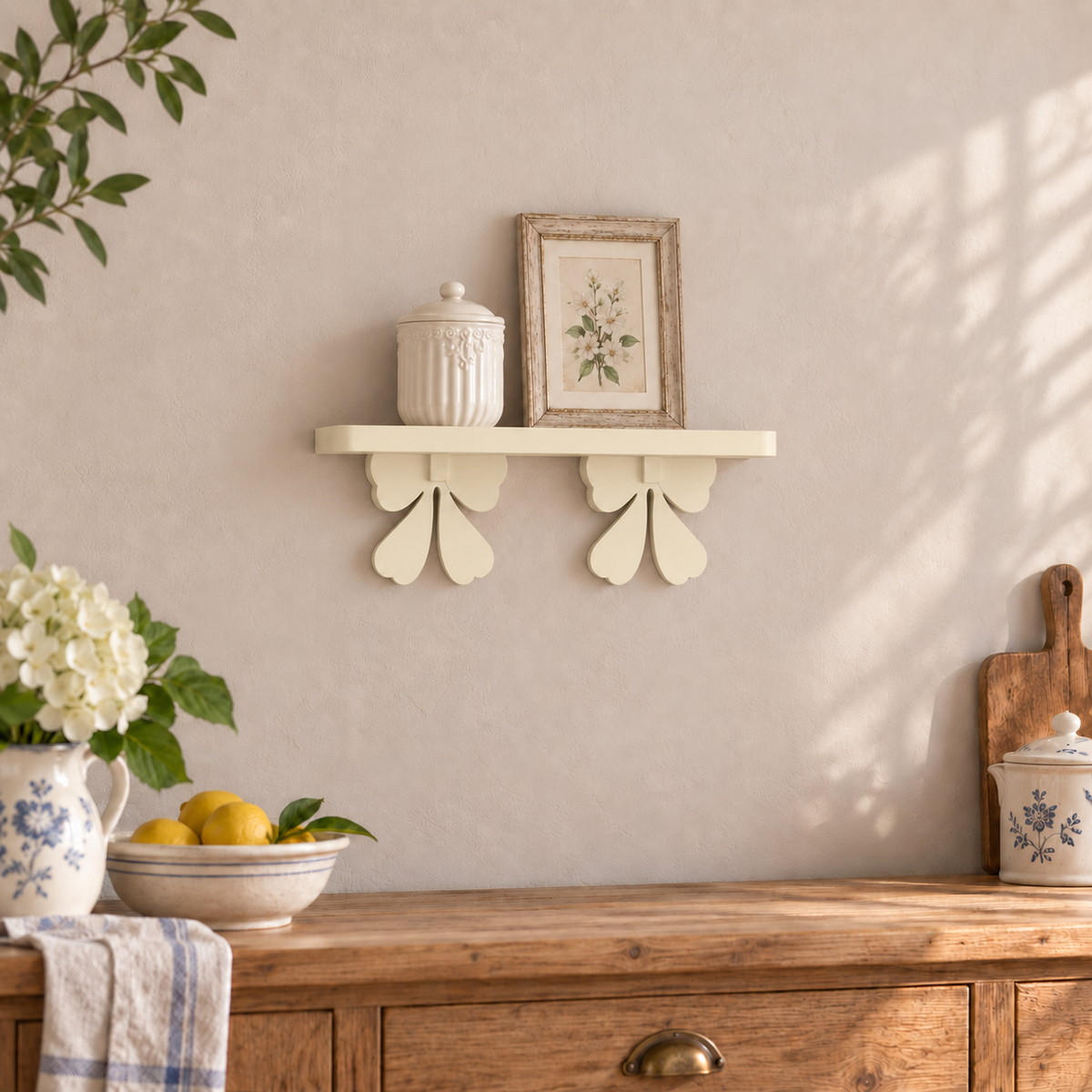 Mensola artigianale con fiocchi 45 cm - Panna - ambientata