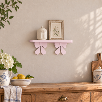 Mensola artigianale con fiocchi 45 cm - Rosa Confetto - ambientata