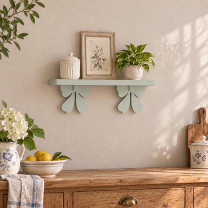 Mensola artigianale con fiocchi 60 cm - Argilla - ambientata
