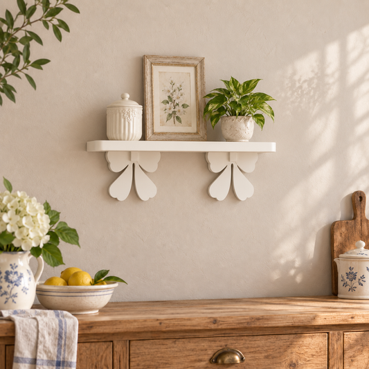 Mensola artigianale con fiocchi 60 cm - Bianco - ambientata