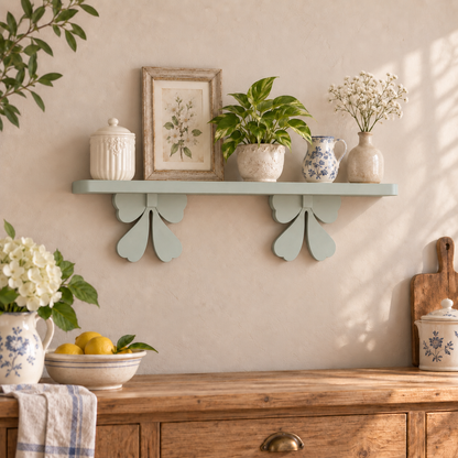 Mensola artigianale con fiocchi 90 cm - Argilla - ambientata