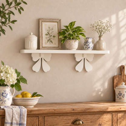 Mensola artigianale con fiocchi 90 cm - Bianco - ambientata