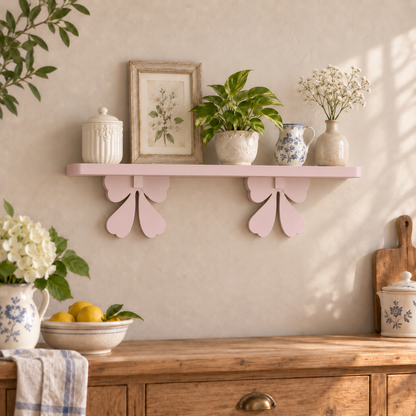 Mensola artigianale con fiocchi 90 cm - Rosa Antico - ambientata