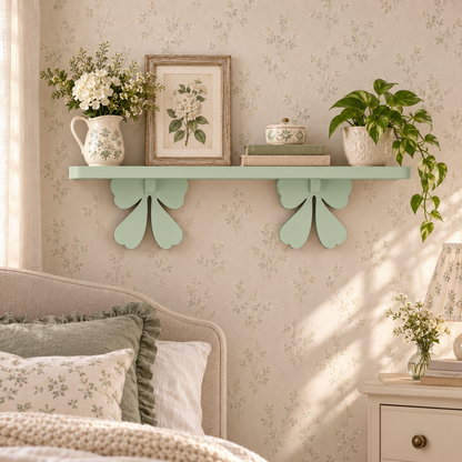 Mensola artigianale con fiocchi 90 cm - Verde Vintage - ambientata