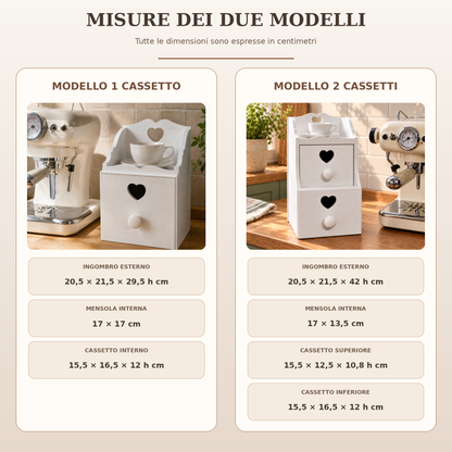 Misure porta cialde artigianale con uno o due cassetti