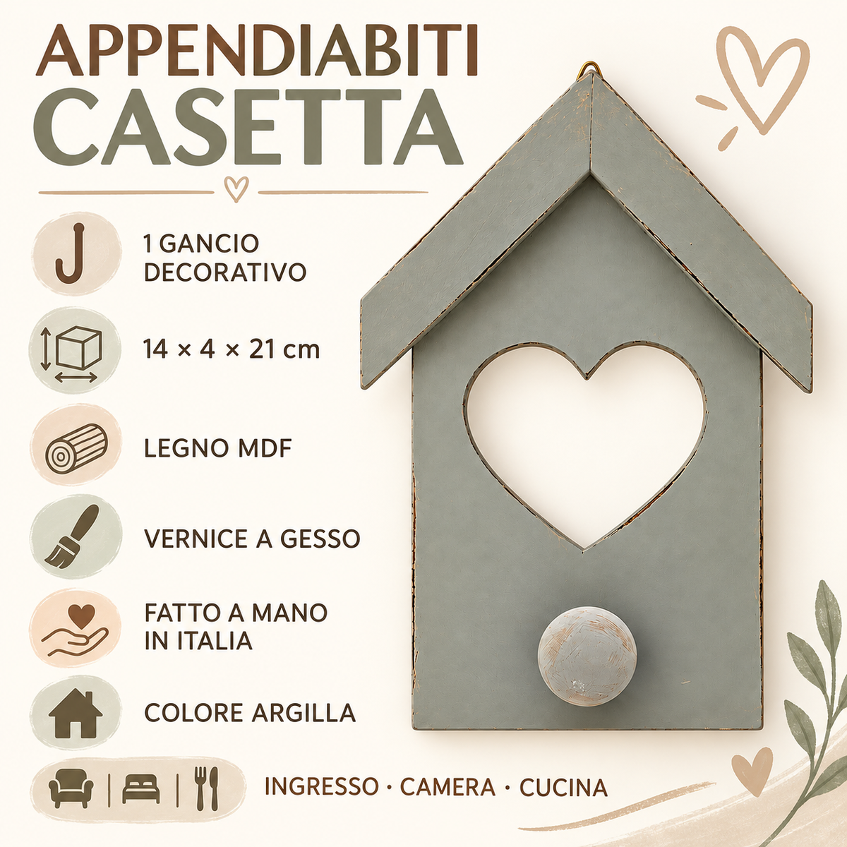 Infografica Appendiabiti Casetta Domeahome Argilla