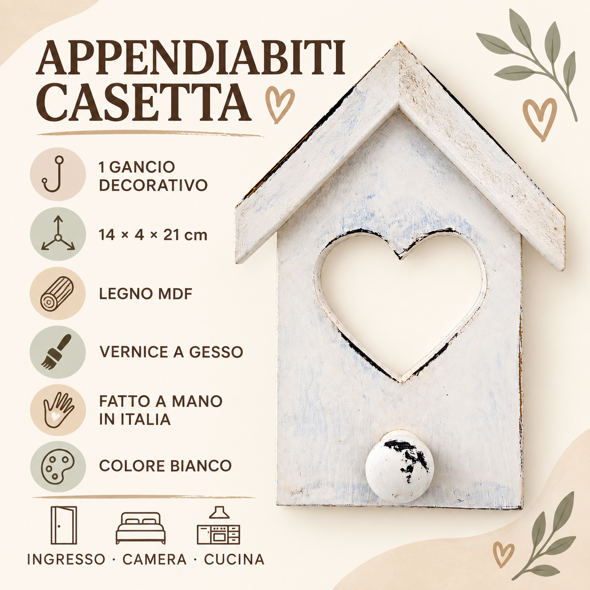 Infografica Appendiabiti Casetta Domeahome Bianco