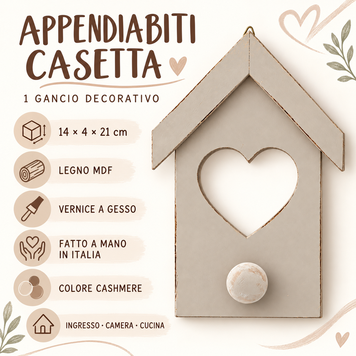 Infografica Appendiabiti Casetta Domeahome Cashmere