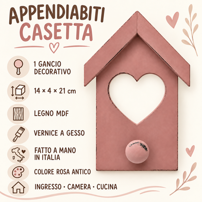 Infografica Appendiabiti Casetta Domeahome Rosa Antico