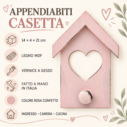 Infografica Appendiabiti Casetta Domeahome Rosa Confetto