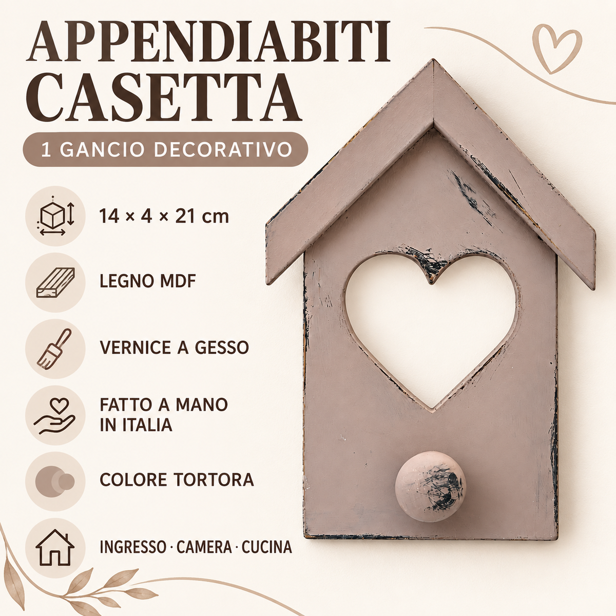 Infografica Appendiabiti Casetta Domeahome Tortora