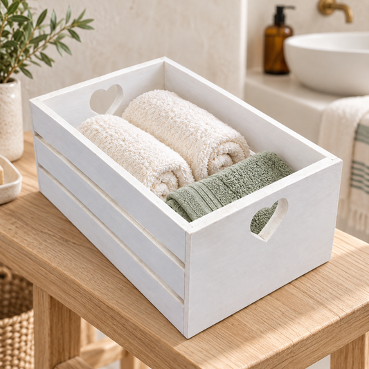 Cassetta artigianale a cuore Domeahome - Bagno in ambientazione