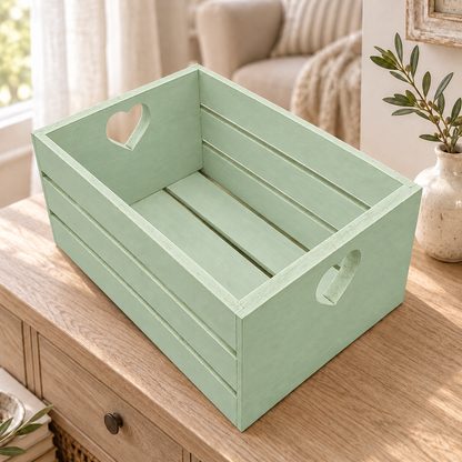 Cassetta artigianale a cuore Domeahome - Verde Vintage in ambientazione